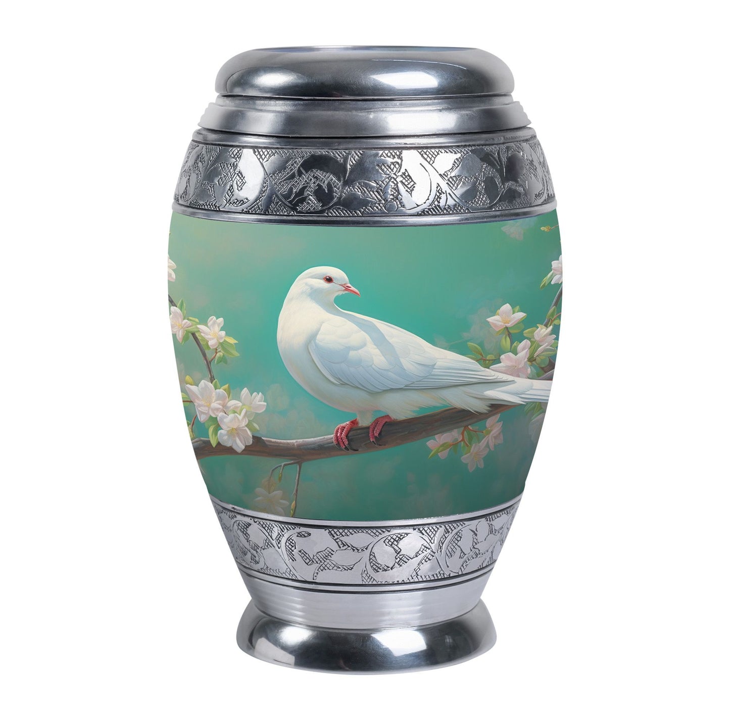 Dove Memorial Urn, Unique Large Aluminium Urn.