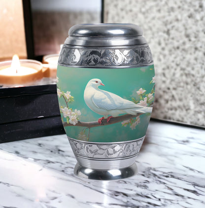 Dove Memorial Urn, Unique Large Aluminium Urn.