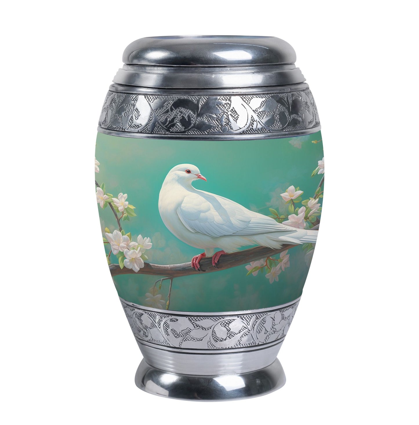 Dove Memorial Urn, Unique Large Aluminium Urn.