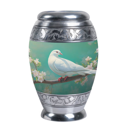 Dove Memorial Urn, Unique Large Aluminium Urn.