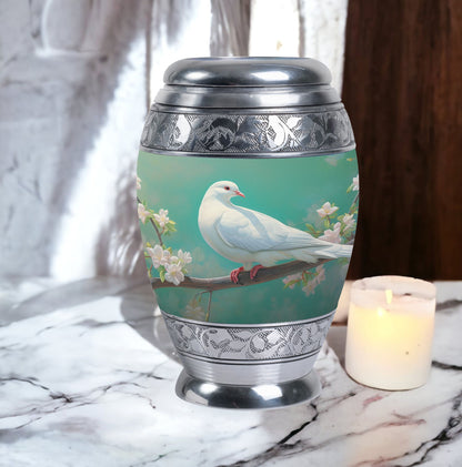 Dove Memorial Urn, Unique Large Aluminium Urn.