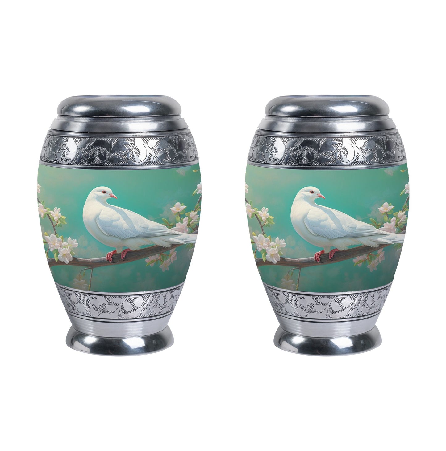 Dove Memorial Urn, Unique Large Aluminium Urn.