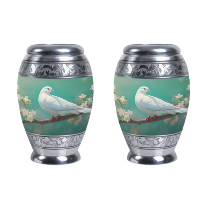 Dove Memorial Urn, Unique Large Aluminium Urn.