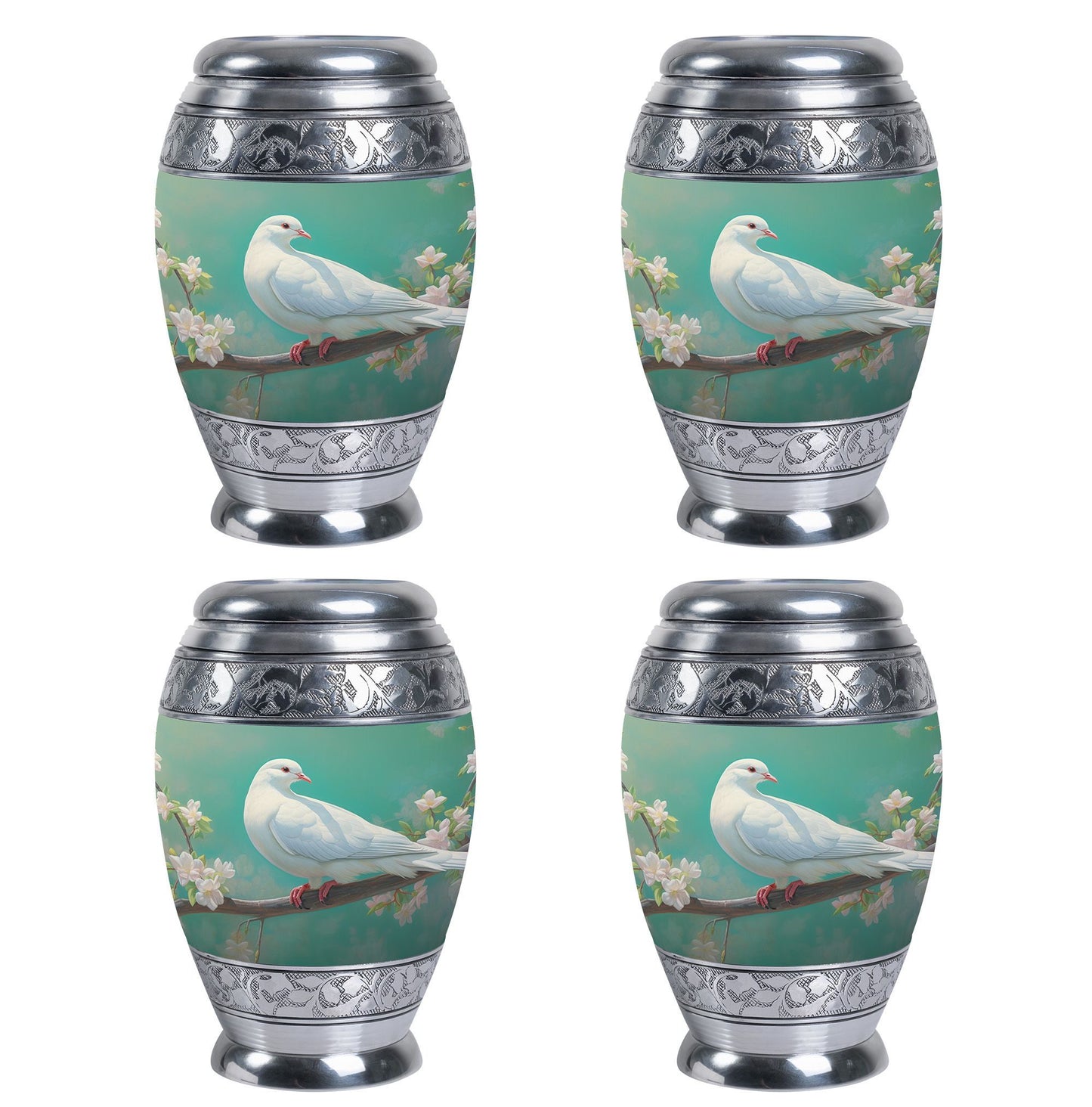 Dove Memorial Urn, Unique Large Aluminium Urn.