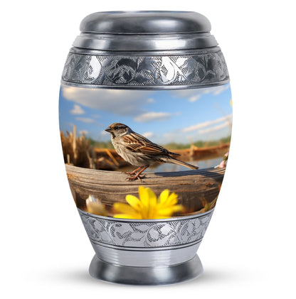 Classic 3-inch Sparrow urn for human cremation ashes.