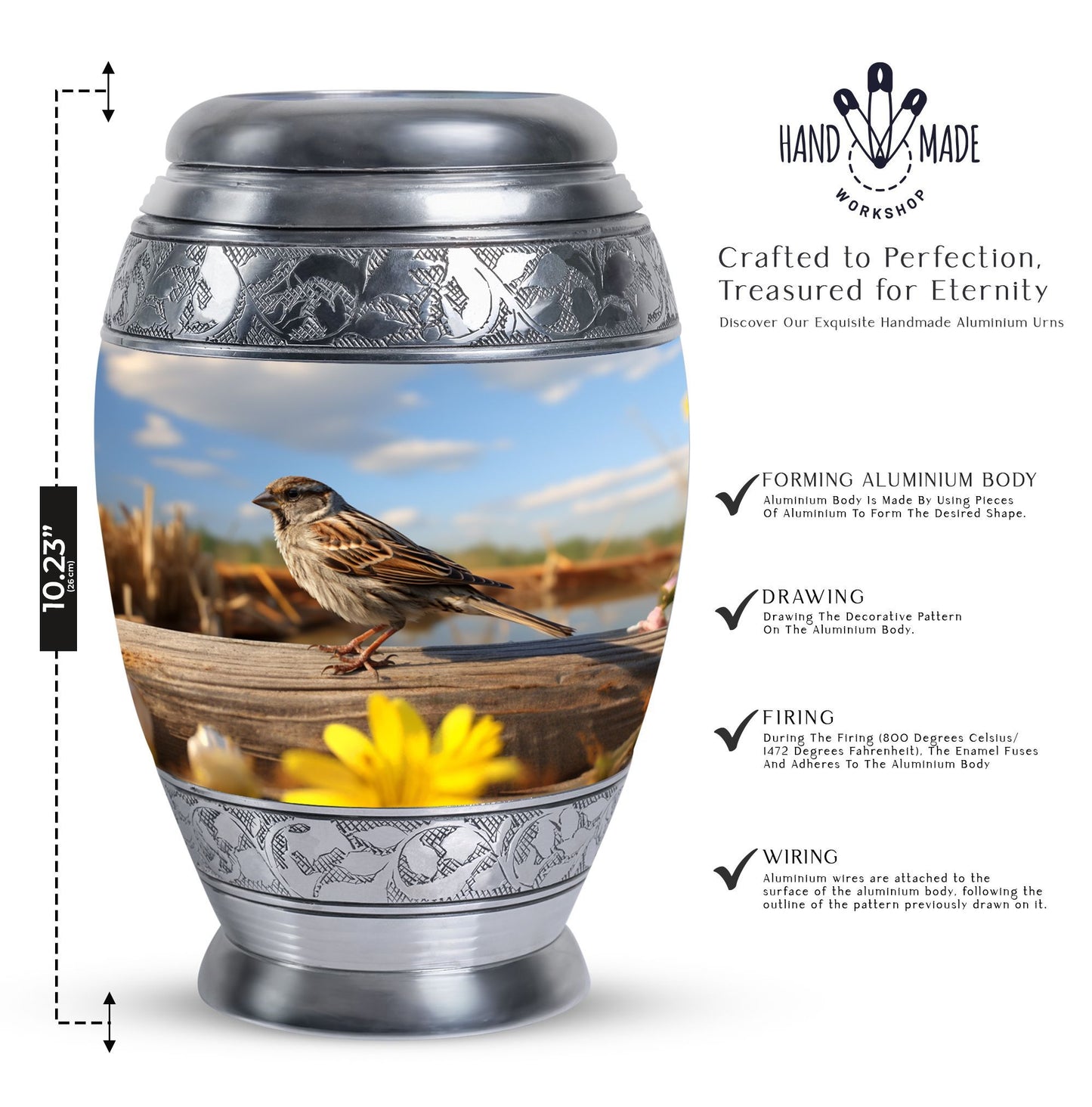 Classic 3-inch Sparrow urn for human cremation ashes.