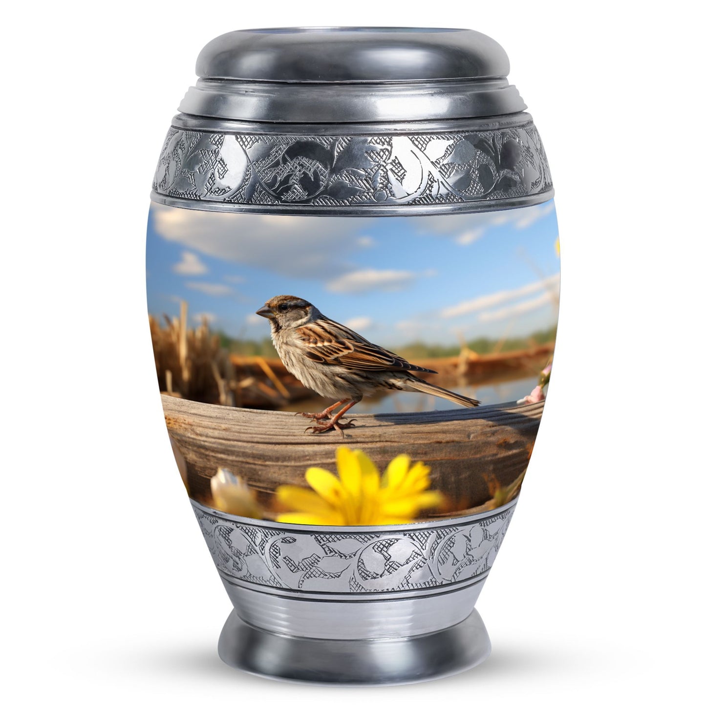 Classic 3-inch Sparrow urn for human cremation ashes.