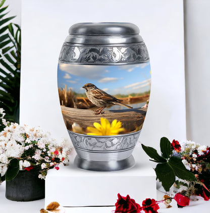 Classic 3-inch Sparrow urn for human cremation ashes.