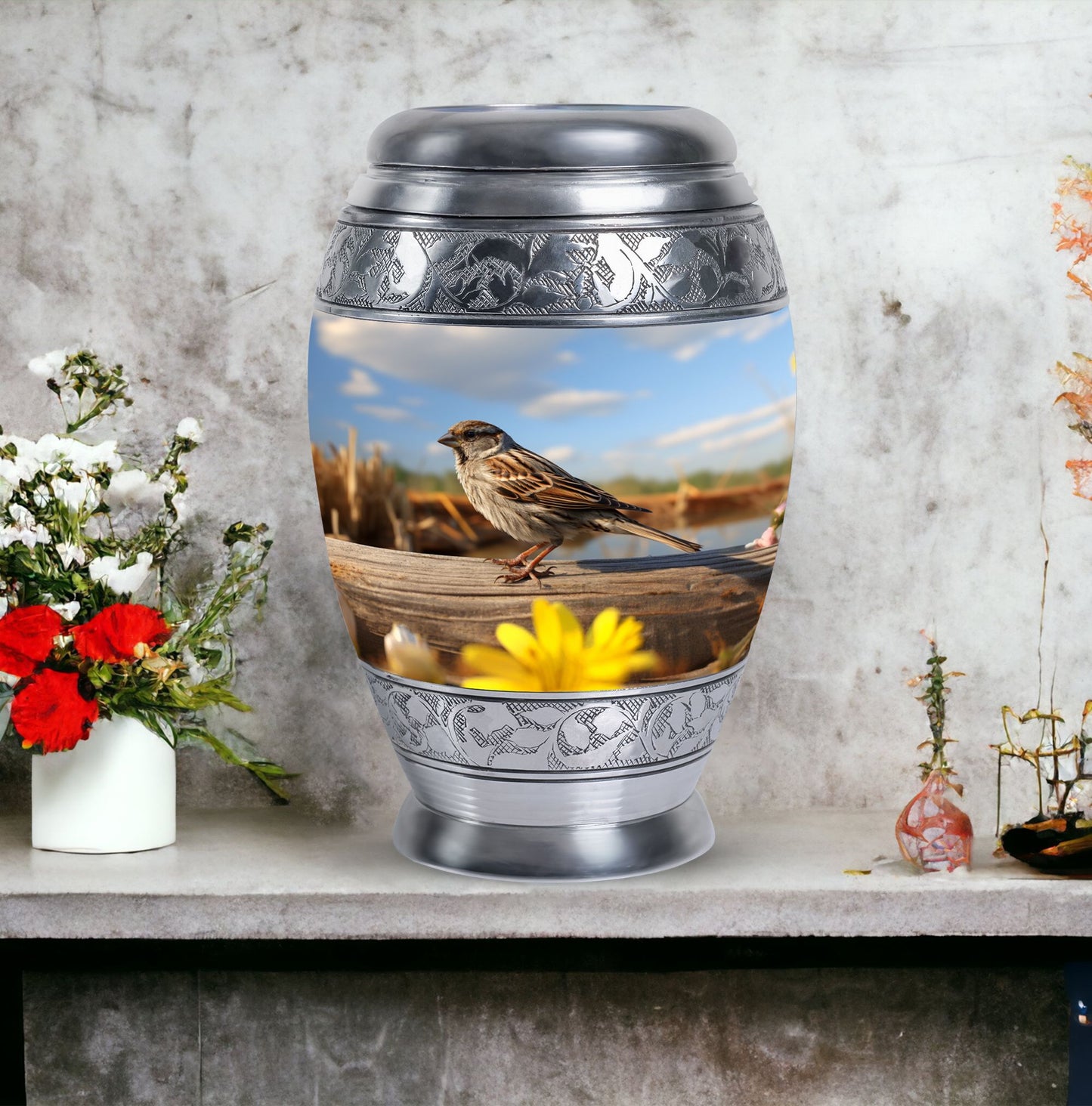 Classic 3-inch Sparrow urn for human cremation ashes.