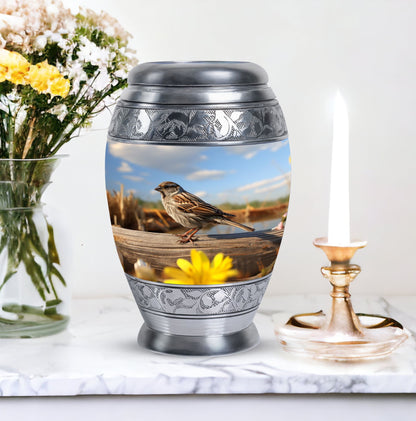 Classic 3-inch Sparrow urn for human cremation ashes.