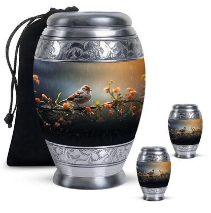 Personalized Bird Memorial Urn for Women - 10-inch, 200 cu in - Yatskia