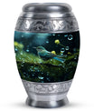 Classic Green Sparrow Aluminium Cremation Urn for Mother.