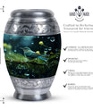Classic Green Sparrow Aluminium Cremation Urn for Mother.