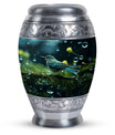 Classic Green Sparrow Aluminium Cremation Urn for Mother.
