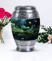 Classic Green Sparrow Aluminium Cremation Urn for Mother.