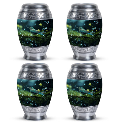 Classic Green Sparrow Aluminium Cremation Urn for Mother.