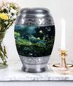 Classic Green Sparrow Aluminium Cremation Urn for Mother.