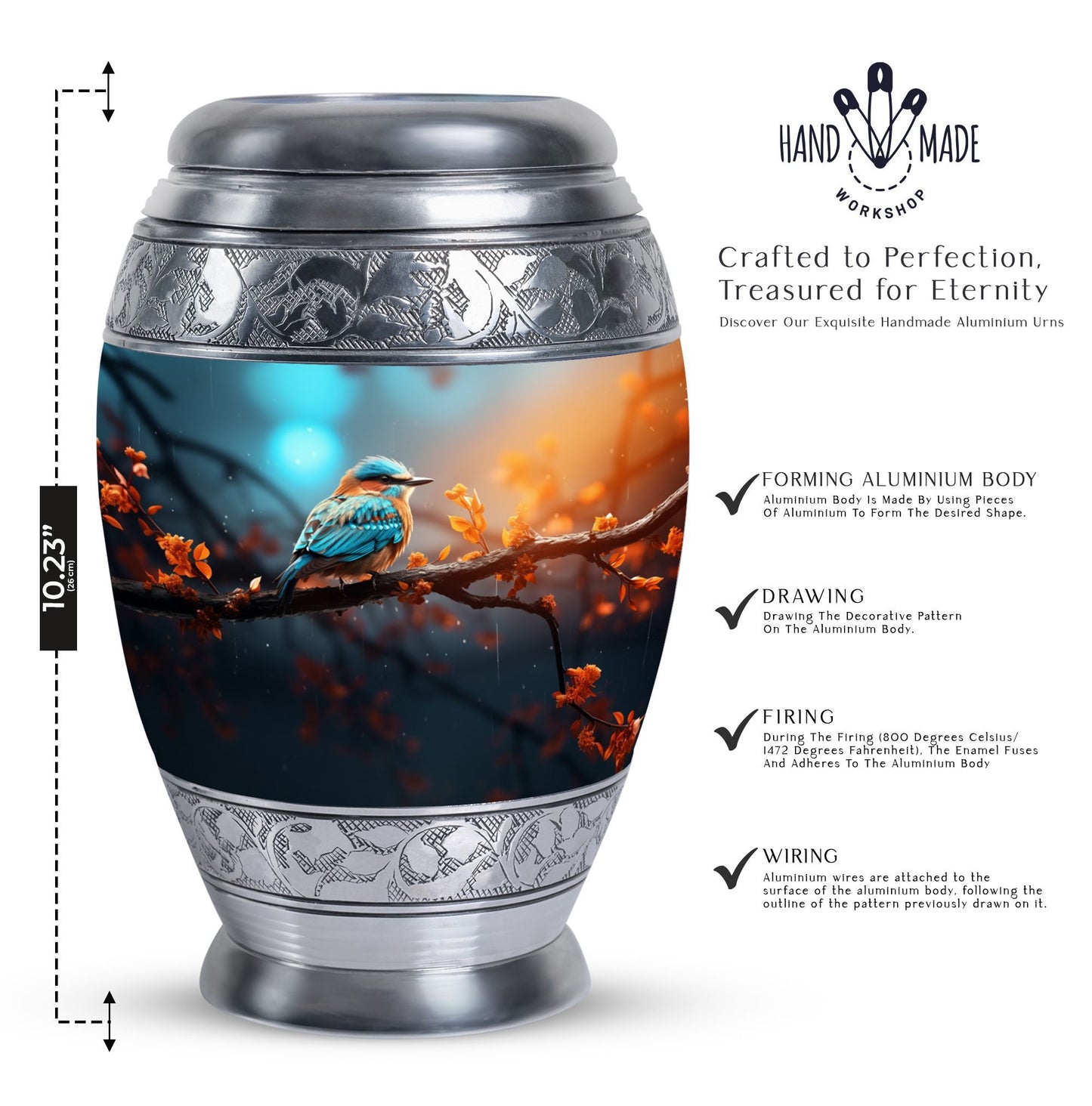 Colorful Sparrow urn for ashes.