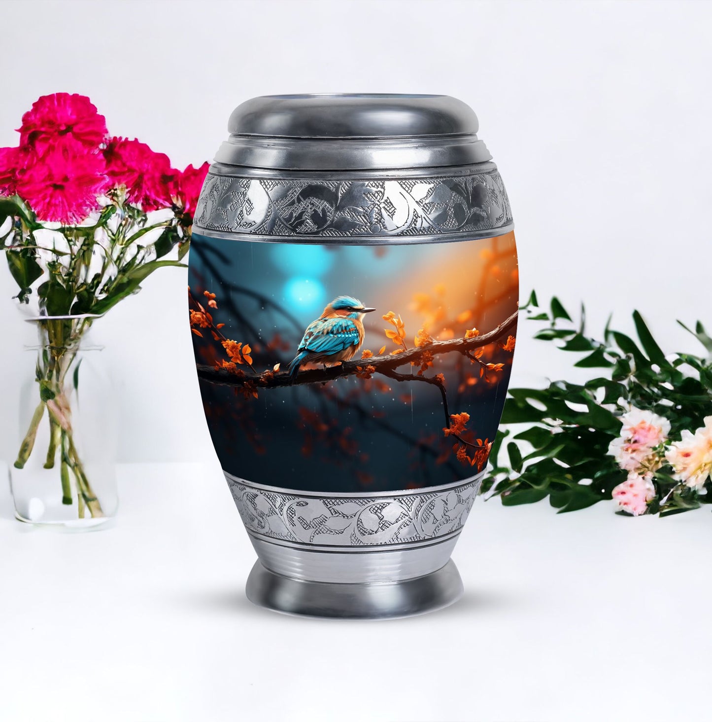 Colorful Sparrow urn for ashes.
