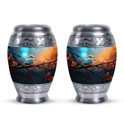 Colorful Sparrow urn for ashes.