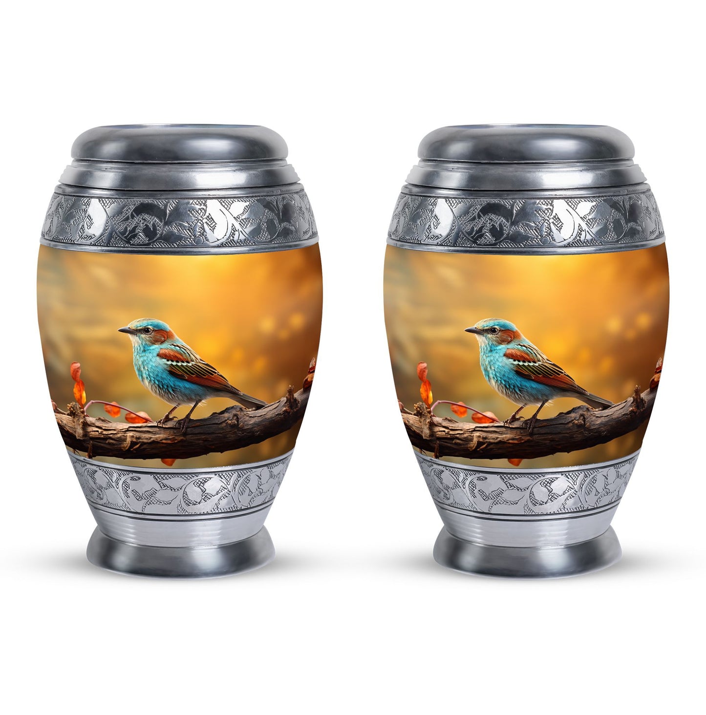 Classic large colorful sparrow cremation urn