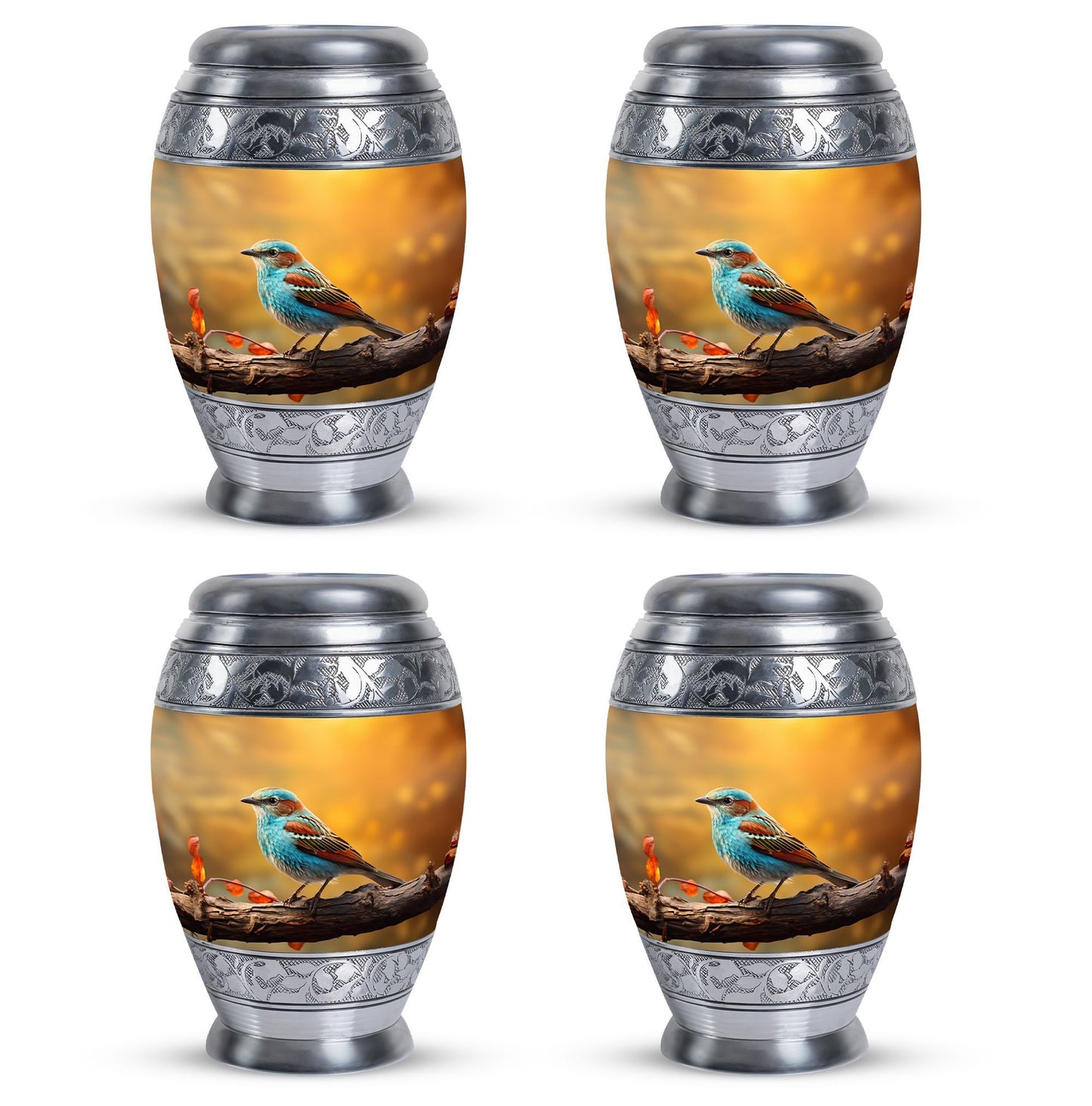 Classic large colorful sparrow cremation urn