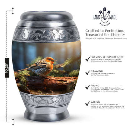 Puffy Sparrow Memorial Urn for ashes, Large Classic Urn