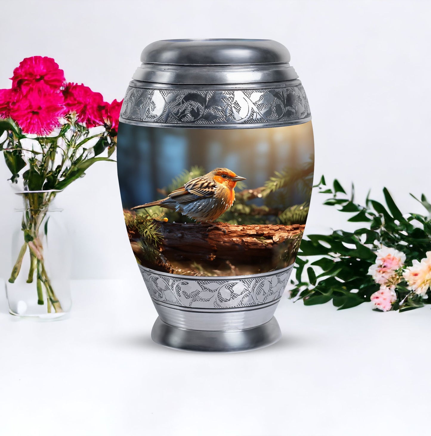 Puffy Sparrow Memorial Urn for ashes, Large Classic Urn