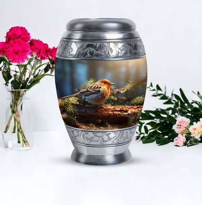 Puffy Sparrow Memorial Urn for ashes, Large Classic Urn