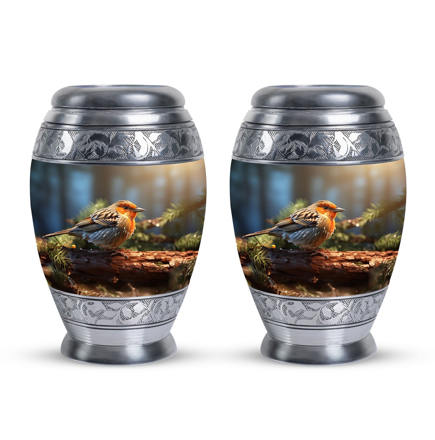 Puffy Sparrow Memorial Urn for ashes, Large Classic Urn