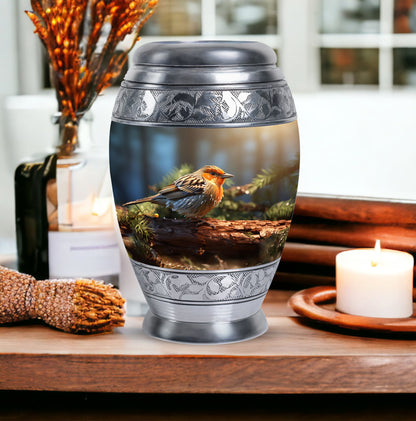 Puffy Sparrow Memorial Urn for ashes, Large Classic Urn