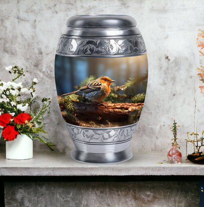 Puffy Sparrow Memorial Urn for ashes, Large Classic Urn