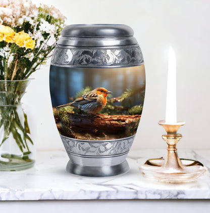 Puffy Sparrow Memorial Urn for ashes, Large Classic Urn