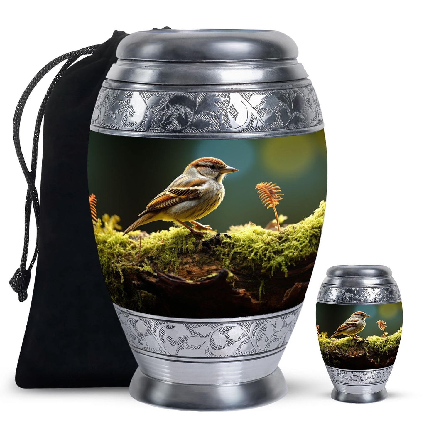 Personalized Bird Memorial Urn for Women - 10-inch, 200 cu in - Yatskia