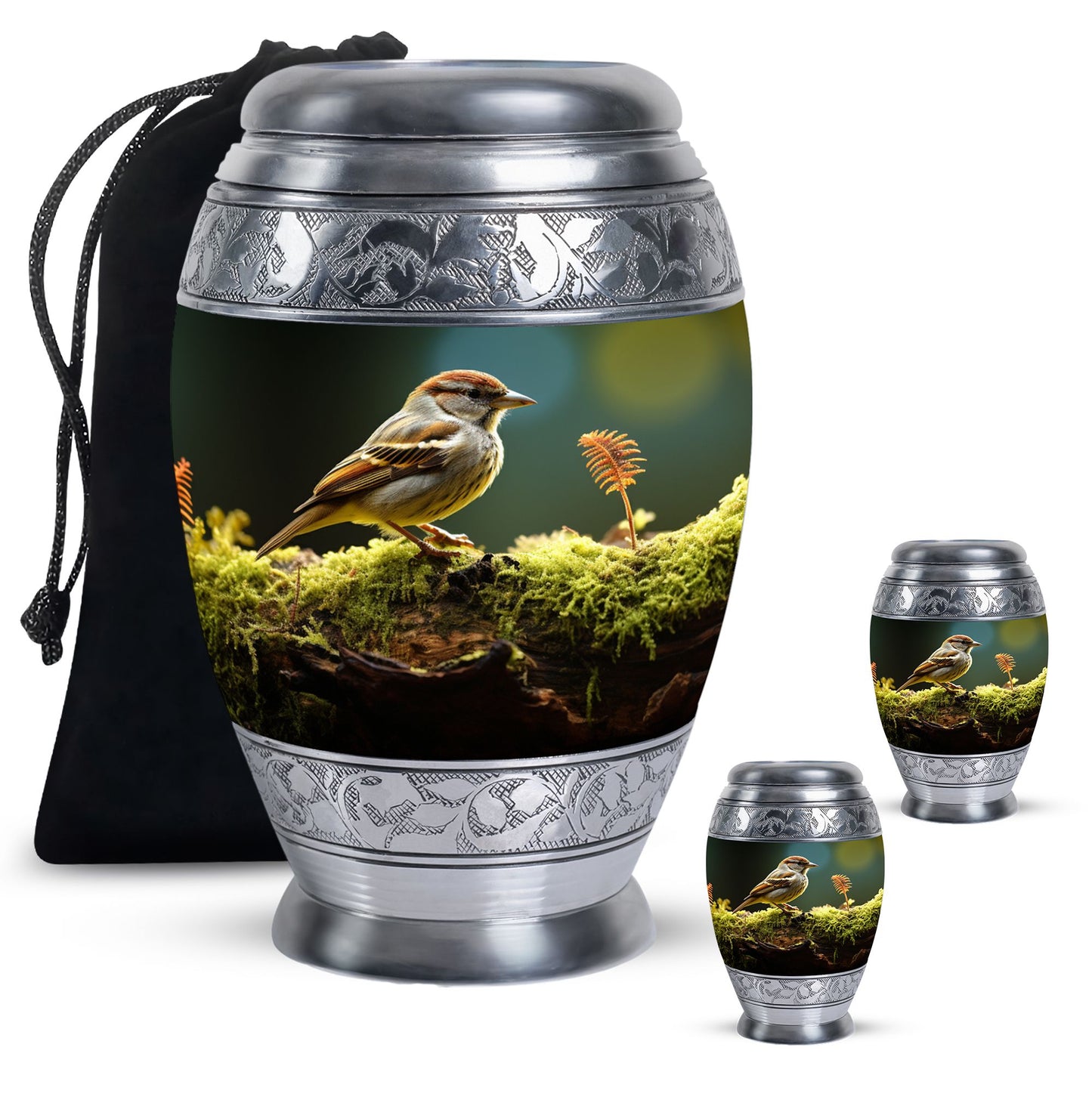 Personalized Bird Memorial Urn for Women - 10-inch, 200 cu in - Yatskia