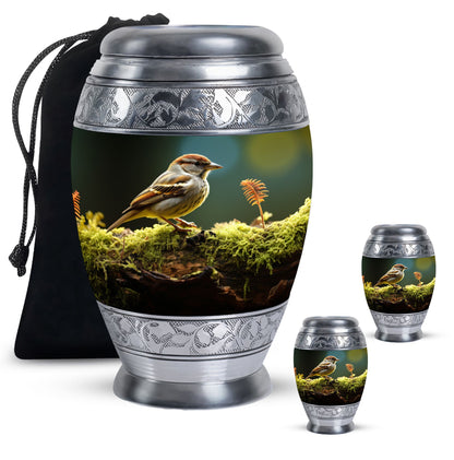 Personalized Bird Memorial Urn for Women - 10-inch, 200 cu in - Yatskia