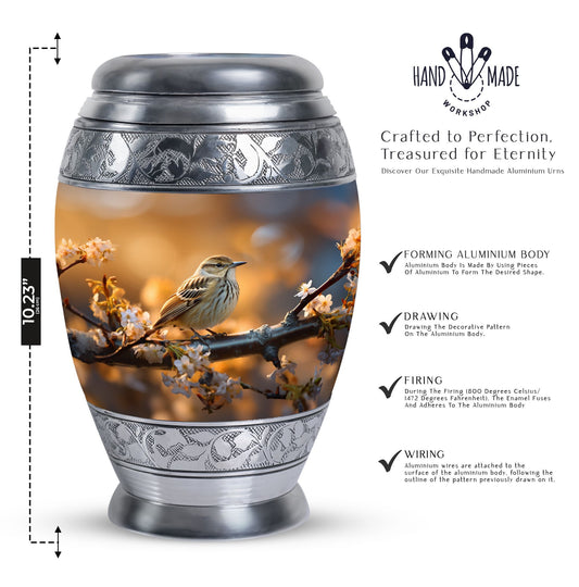 Classic 3-inch Sparrow Urn for Ashes in Aluminium.