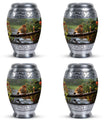 Classic sparrow cremation urn in aluminum.