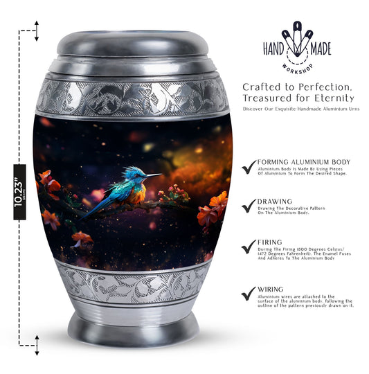 Aluminium Classic Sparrow Memorial Urn for cremation.