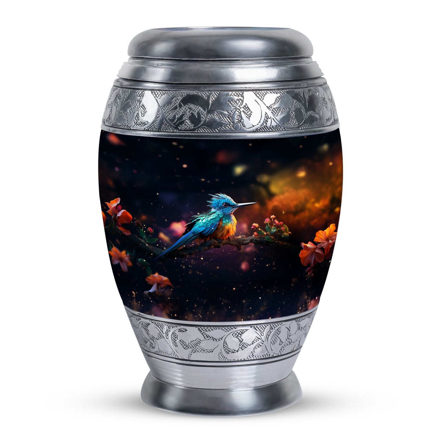 Aluminium Classic Sparrow Memorial Urn for cremation.