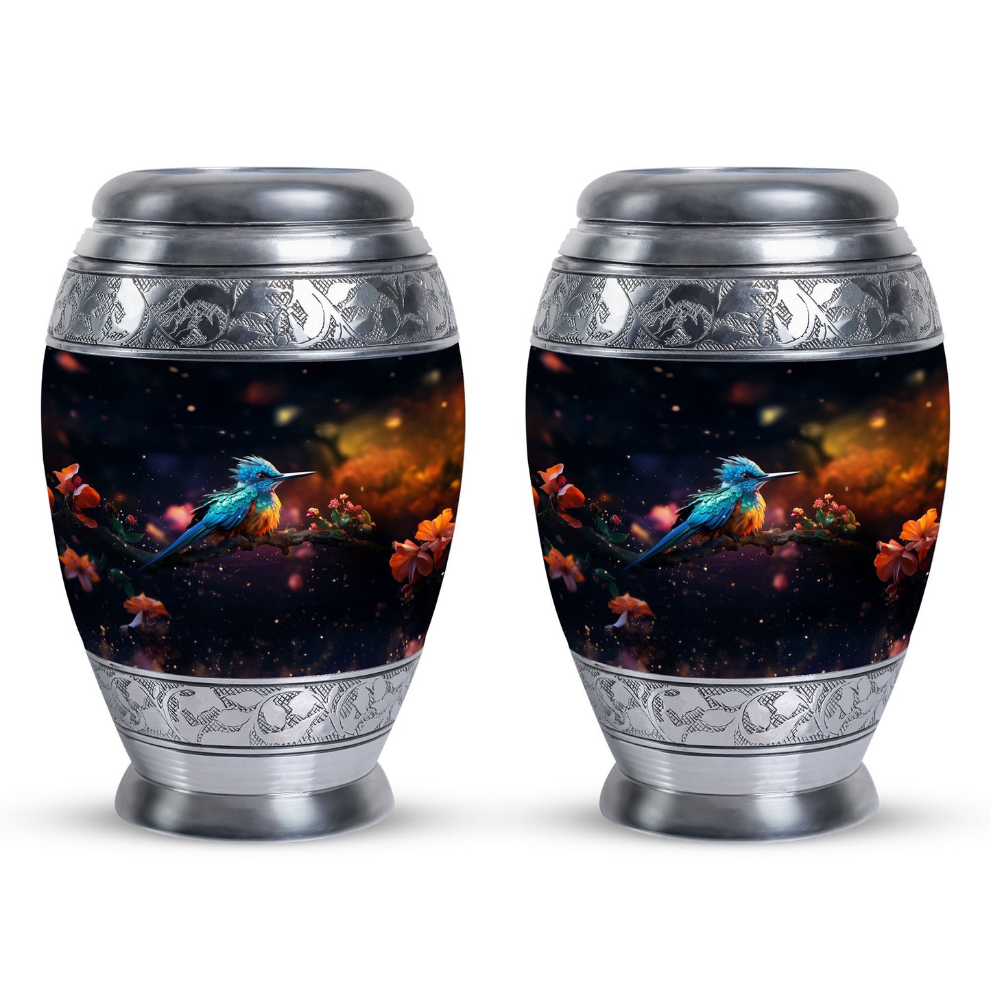 Aluminium Classic Sparrow Memorial Urn for cremation.