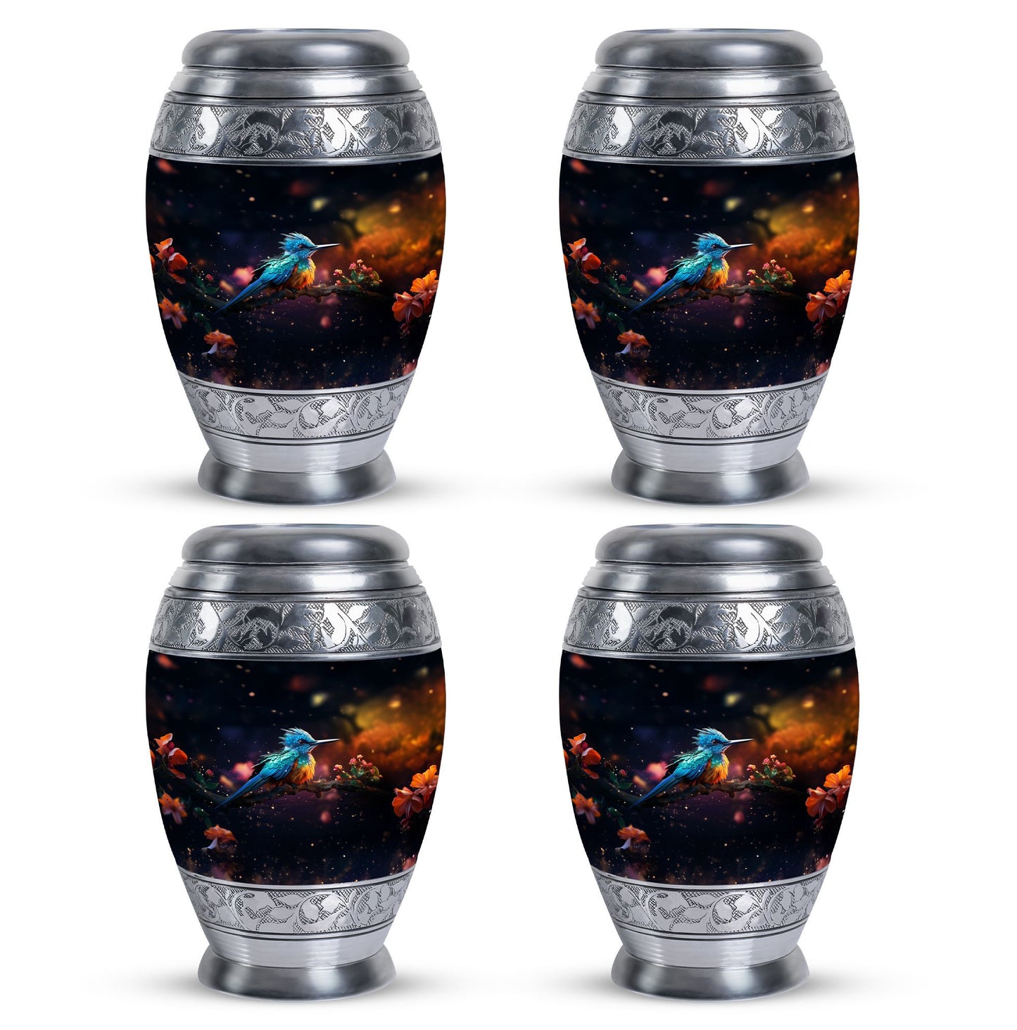 Aluminium Classic Sparrow Memorial Urn for cremation.