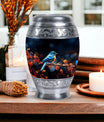 Classic Blue Sparrow Urn for Human Ashes.