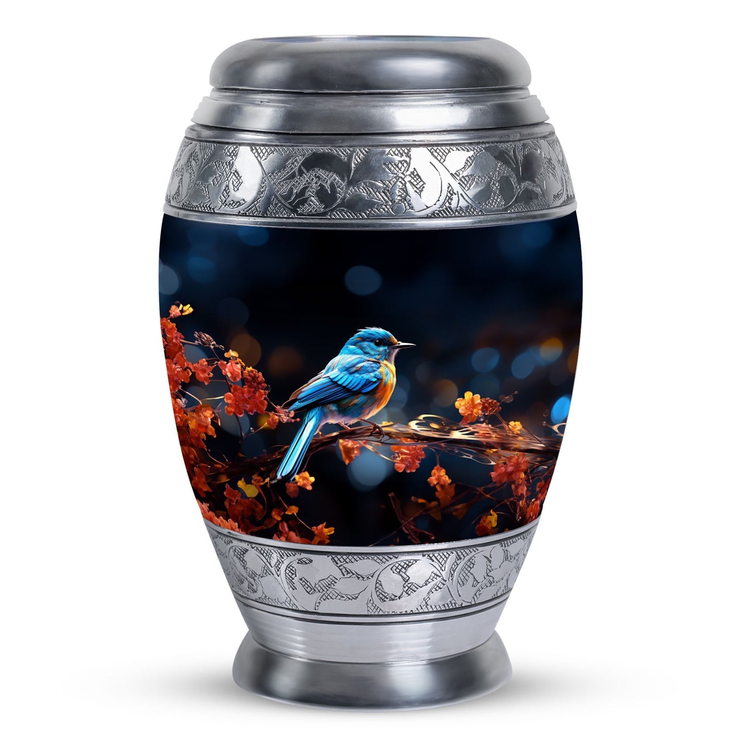 Classic Blue Sparrow Urn for Human Ashes.