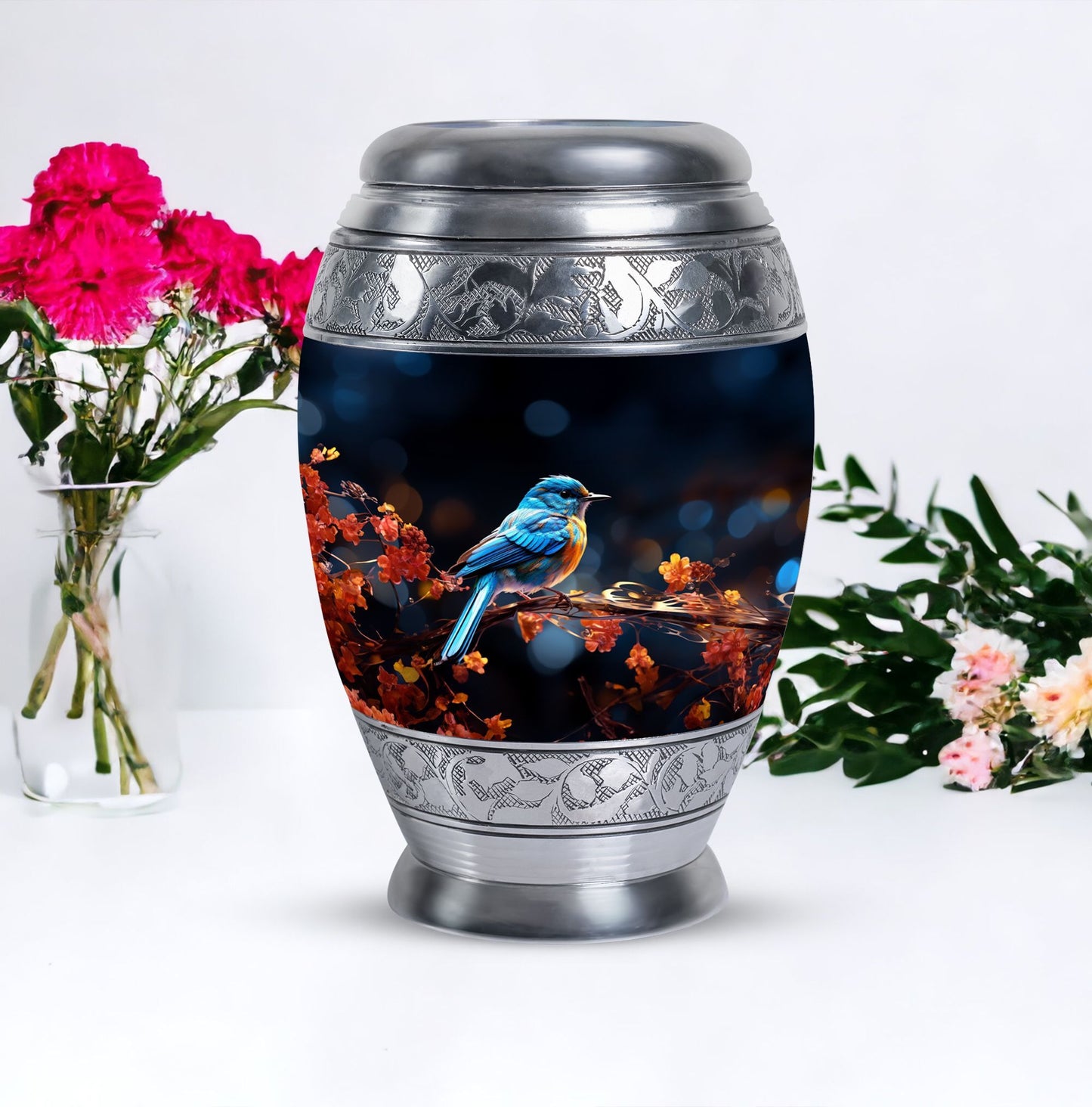 Classic Blue Sparrow Urn for Human Ashes.
