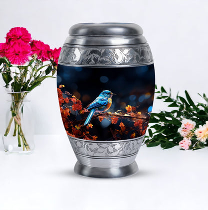 Classic Blue Sparrow Urn for Human Ashes.