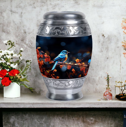 Classic Blue Sparrow Urn for Human Ashes.