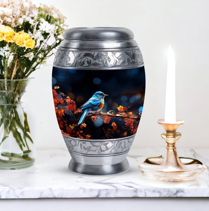 Classic Blue Sparrow Urn for Human Ashes.