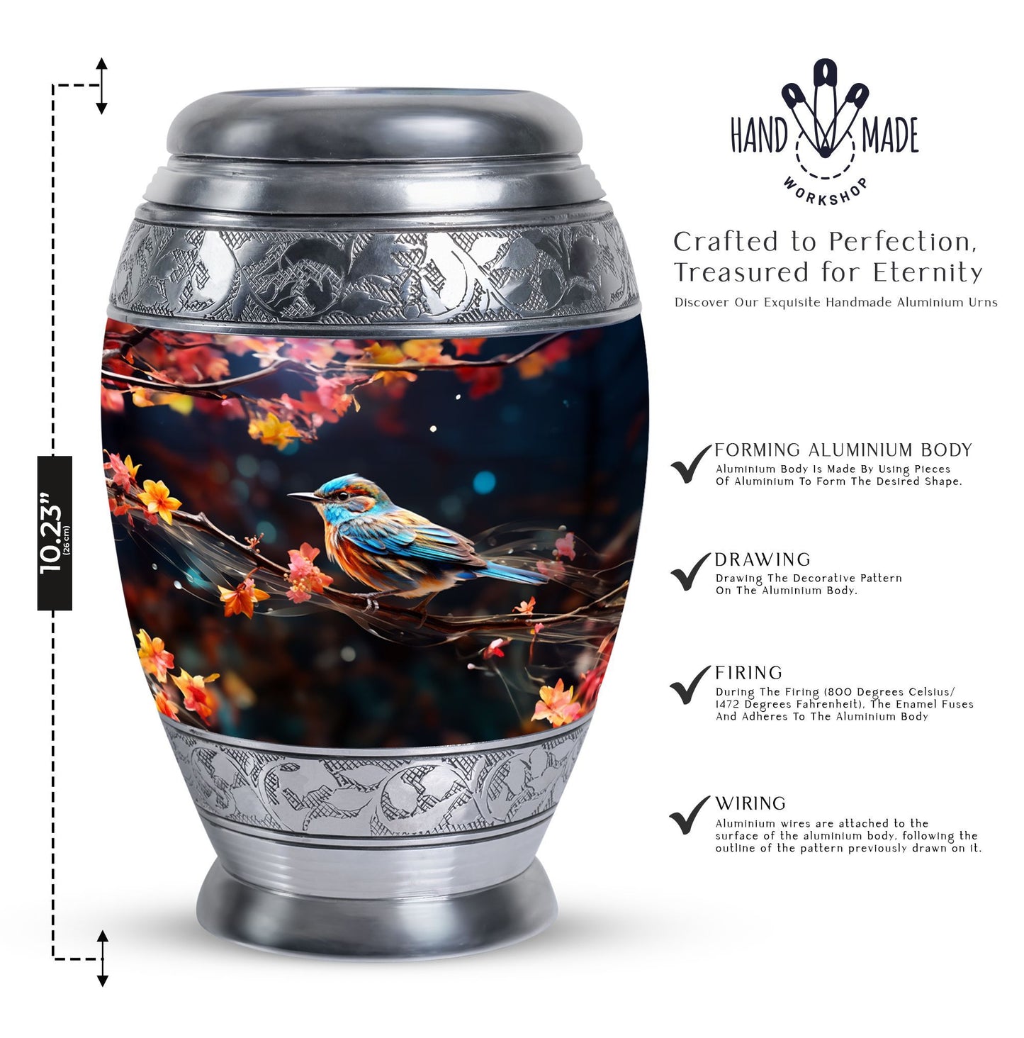 Classic Sparrow Urns for Ashes, Large Aluminium Memorial Urn.