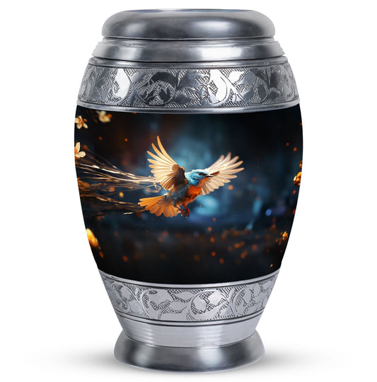 Red Sparrow flying aluminium Urn for ashes